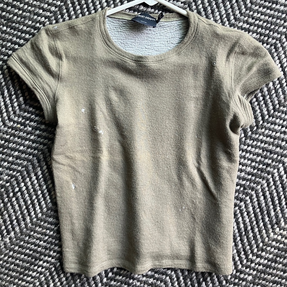 Giorgio Armani 90s Cashmere Silk Double Layer crop tee